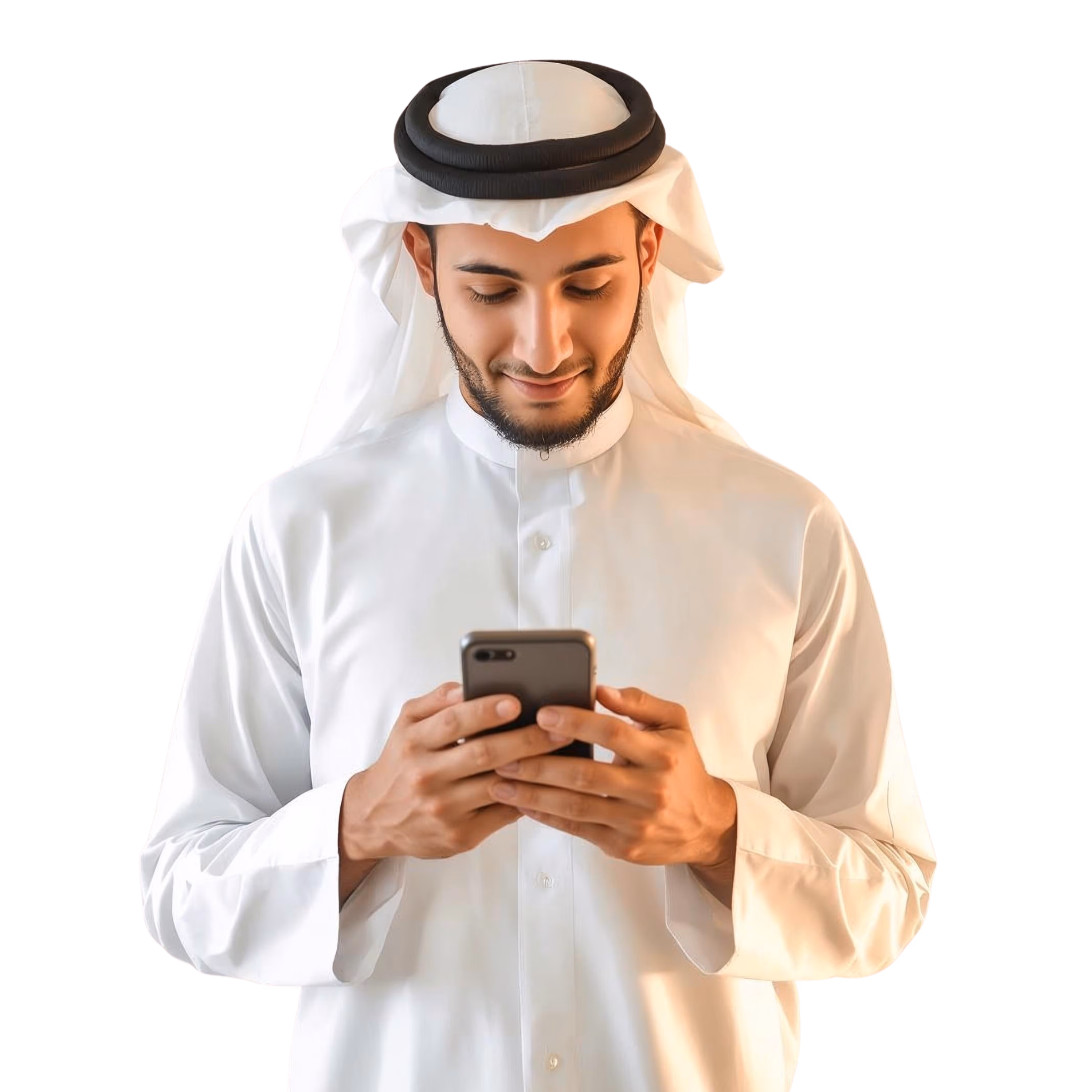 امرأة تدرس الكتاب المقدس بهاتفها