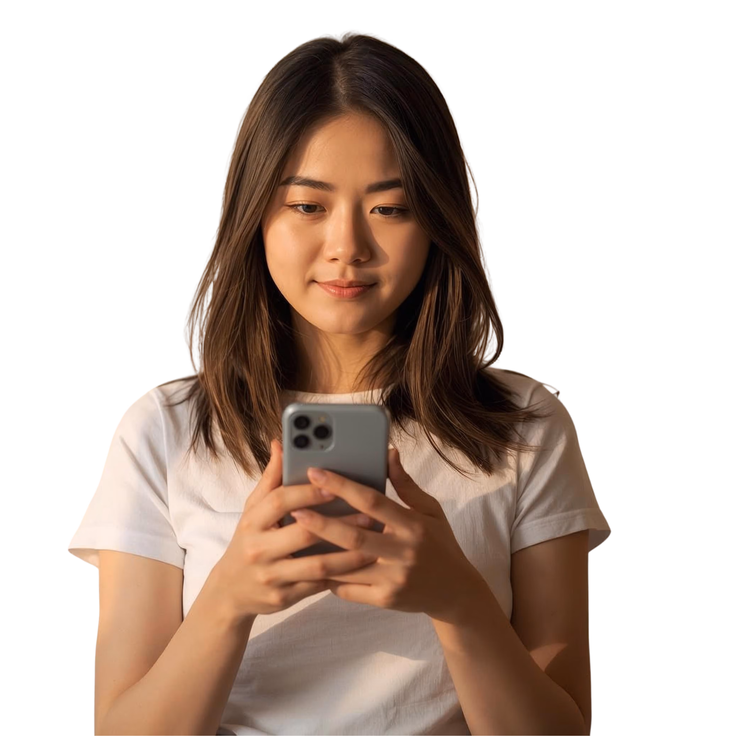 一位女性正在用手机学习圣经